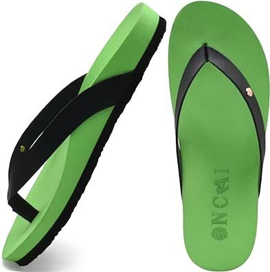 ONCAI Womens Flip Flops For Women Comfortable Leather Strap Yoga Mat Non-Slip Women's Thong Sandal Casual Summer Beach Slippers With Arch Support