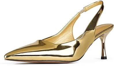 Women Slingback Pumps Shoes Slip On Kitten Heel Office Shoes Pointed Toe Work Dress Shoes