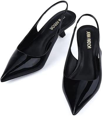 JENN ARDOR Slingback Heels for Women Low Heels Dress Shoes Kitten Pumps Dressy Heeled Sandals Wide Width Fashion Casual Shoes
