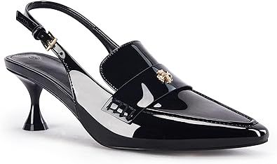 Coutgo Women's Pointed Toe Sandals Slingback Kitten Heel Pumps Slip On Ankle Buckle Dress Shoes