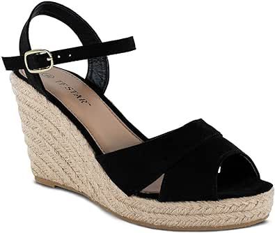 TF STAR Jute rope wedge sandals for women,women platform summer shoes ankle strap espadrille wedge heel sandals