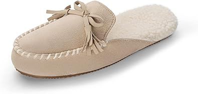 DREAM PAIRS Women's Memory Foam Moccasin Cozy House Slippers with Fuzzy and Warm Sherpa Fleece Lining, Suede Ladies Slip-on Slippers Both for Indoor and Outdoor