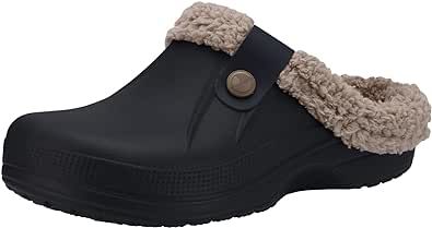Beslip Classic Fur Lined Clogs Waterproof Winter Fuzzy Slippers for Women Men Indoor Outdoor