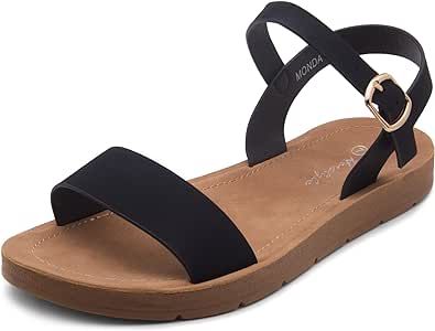 Herstyle Womens Monday Open Toes One Band Ankle Strap Flat Sandals