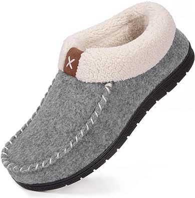 VeraCosy Women's Wool Felt Hi-Top Memory Foam Moccasin Slippers with Comfort Fleece Lining