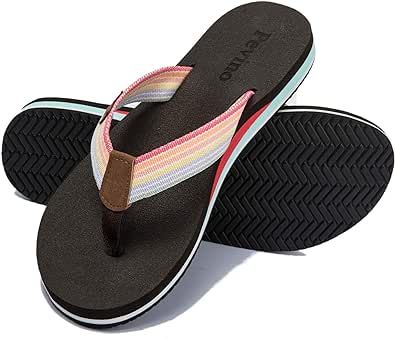 Pevino Women's Orthotic Flip Flops,Casual Comfortable Thong Sandal with Arch Support