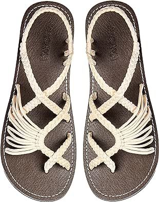 Capana Woven Women's Flat Sandals - Strappy Braided Sandals, Beach Sandals for Women Dressy Summer, Rope Bohemian Sandals, Spring Casual Womens Shoes, Comfy Boho Flats for Teen Girls – Banyan
